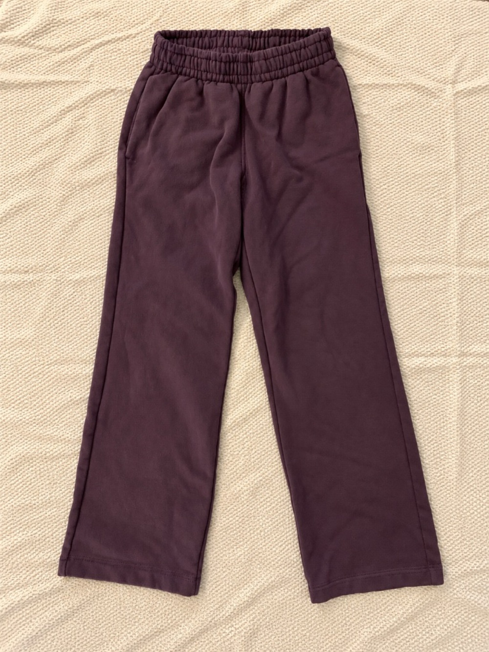 Athleta Girl Plum Purple Fleece Wide Leg Sweatpants M 8–10
